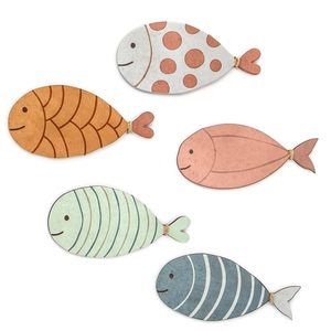 Wooden Fish Wall Decor - 5 Pcs Nautical Beach Coastal Wall Decor, Fish🐶